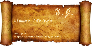 Wimmer János névjegykártya