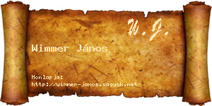 Wimmer János névjegykártya